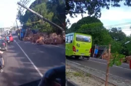 Veja: Carreta tomba e provoca lentidão no trânsito da zona leste de Manaus