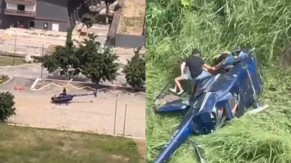 Cena de tensão: Helicóptero cai após decolagem em Campina Grande e deixa  quartro feridos