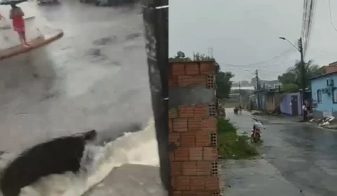 Veja: Criança de 3 anos é arrastada para dentro de bueiro durante chuva forte em Manaus