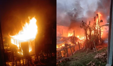 Incêndio de grandes proporções atinge área de mata e destrói casas no Careiro da Várzea