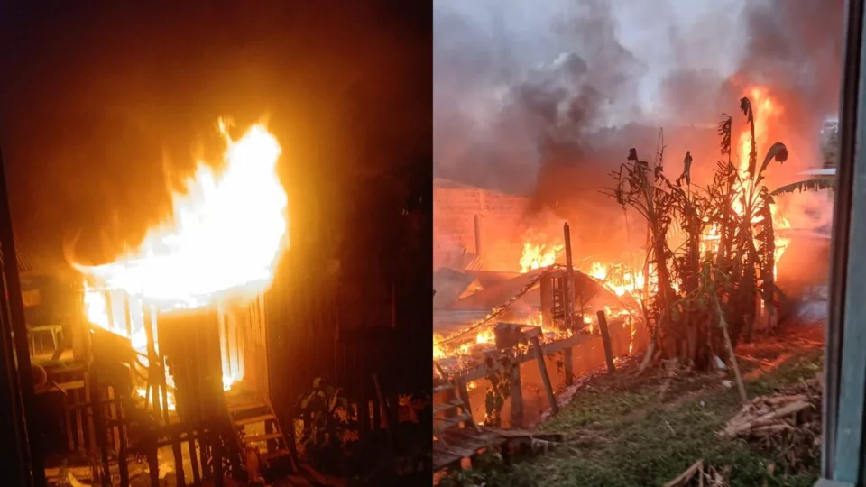 Incêndio de grandes proporções atinge área de mata e destrói casas no Careiro da Várzea