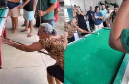 Vídeo: idosa viraliza nas redes ao impressionar com tacada final em jogo de sinuca