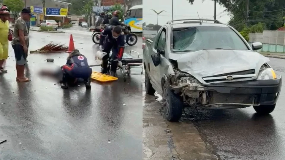 Vídeo: motociclista fica gravemente ferido após colidir contra picape em Santa Etelvina