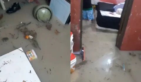 Desespero em Manaus: mãe e filha choram ao tentar salvar pertences durante alagação causada por forte chuva