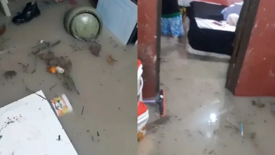 Desespero em Manaus: mãe e filha choram ao tentar salvar pertences durante alagação causada por forte chuva