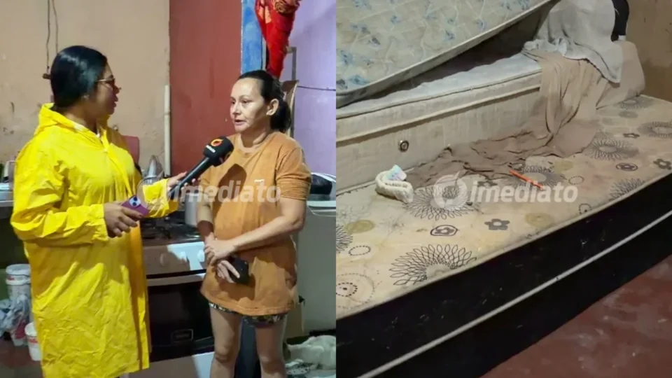 Família perde móveis após casa ser invadida pela água durante forte chuva no Colônia Terra Nova