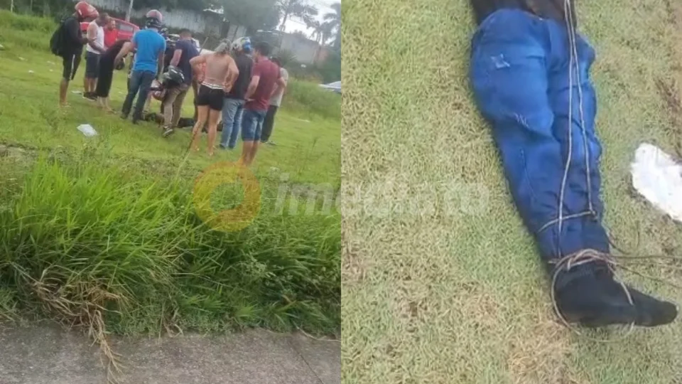 Vídeo forte: Homem é encontrado amarrado pelos pés e pelas mãos no canteiro central da Avenida das Torres