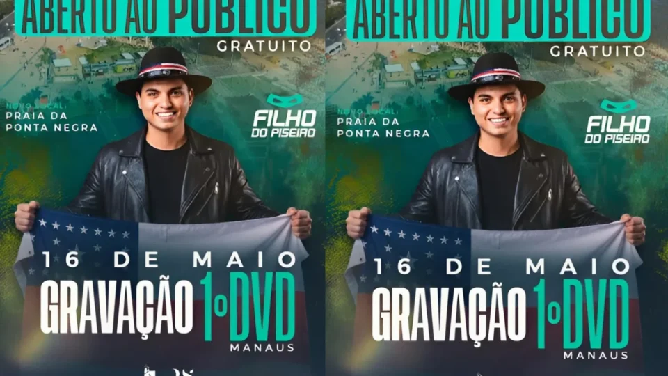 Cantor amazonense ‘Filho do Piseiro’ anuncia gravação do primeiro DVD em show gratuito na Ponta Negra, em Manaus