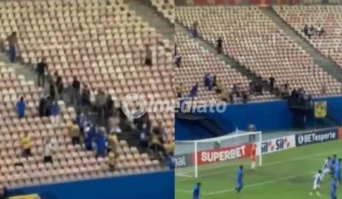 VÍDEO: Confronto entre torcedores do Paysandu e do Nacional termina com intervenção da PM na Arena da Amazônia e goleada de 7 a 0