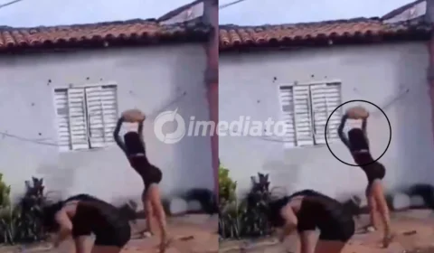 VÍDEO: Filhas tacam pedras e destroem casa de suposta amante do pai após a mãe delas ser agredida