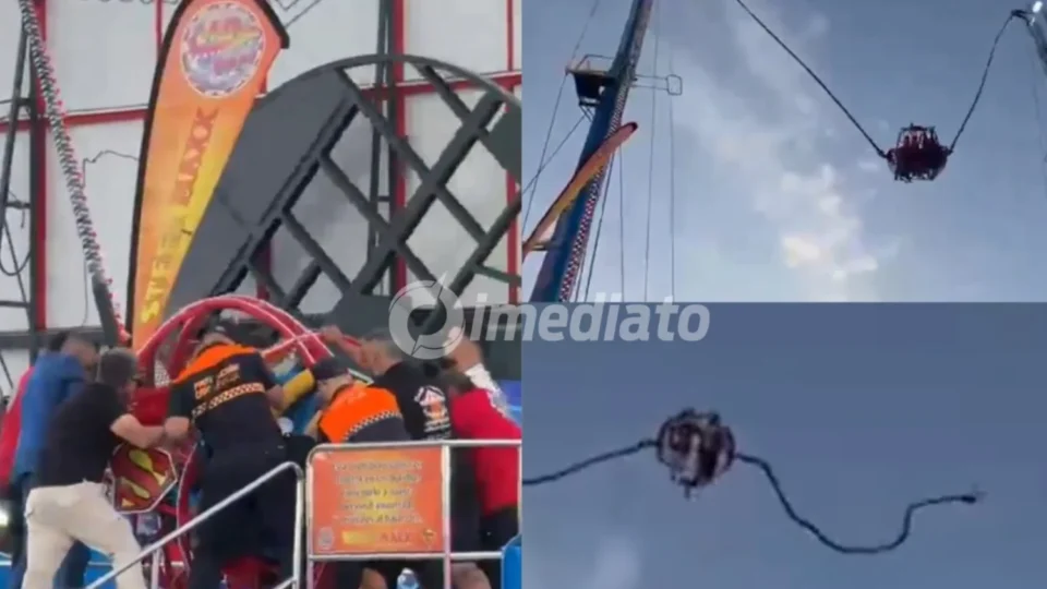 VÍDEO: Acidente em brinquedo ‘estilingue humano’ deixa quatro crianças feridas após cabo da atração se romper