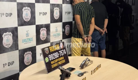 Dois homens são presos com armas e carro alugado durante fuga após assalto a loja no bairro Cachoeirinha