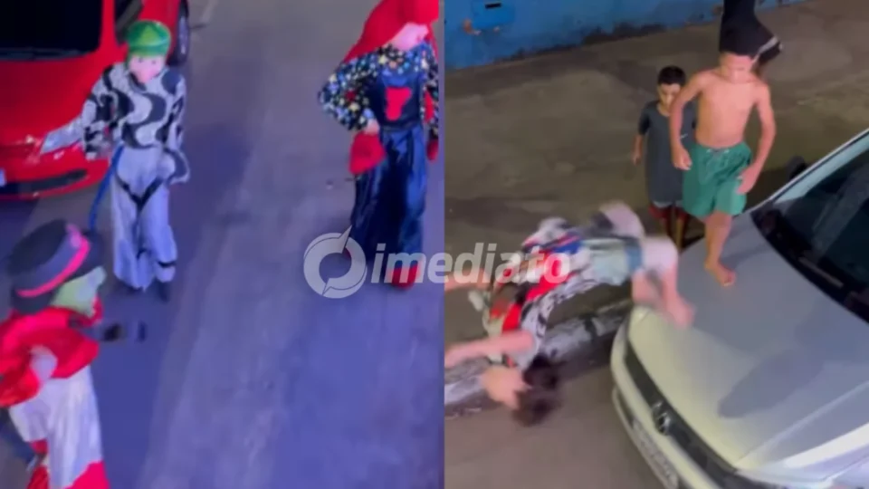 VÍDEO: Crianças roubam a cena e dão mortal durante passagem da Carreta da Alegria