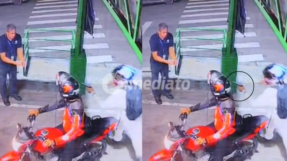 VÍDEO: Dupla armada assalta trabalhador em frente a supermercado no bairro Petrópolis em Manaus