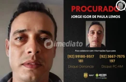 PC-AM divulga imagem de homem procurado por espancar e tentar matar a companheira no bairro Cidade Nova