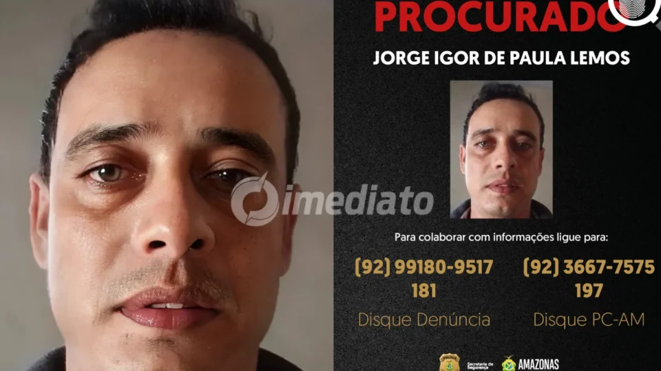 PC-AM divulga imagem de homem procurado por espancar e tentar matar a companheira no bairro Cidade Nova