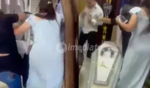VÍDEO: Confusão em funerária após cobrança extra termina com agressões e intervenção da PM 
