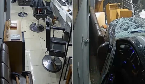 VÍDEO: Motorista sem CNH invade barbearia e atinge criança que esperava o pai deitada no sofá