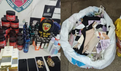 Grupo é flagrado furtando lojas em Itacoatiara e tentativa de fuga termina com prisão de cinco suspeitos