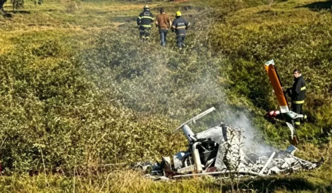 Tragédia: Helicóptero cai e piloto é encontrado carbonizado em Santa Catarina