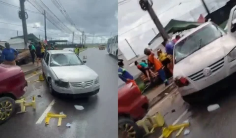 Veja vídeo: Carro invade barraca e deixa feridos próximo ao Terminal T7 em Manaus