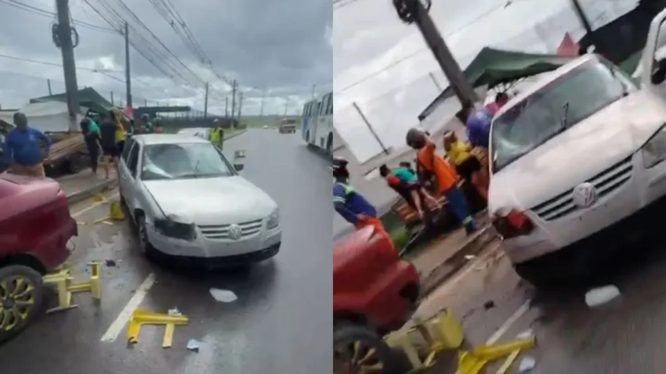 Veja vídeo: Carro invade barraca e deixa feridos próximo ao Terminal T7 em Manaus