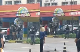 Suspeito de roubo é detido após perseguição e acidente na Avenida Djalma Batista, em Manaus