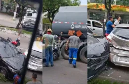 VÍDEOS: engavetamento com caminhão-tanque provoca congestionamento gigante na Av. Rodrigo Otávio