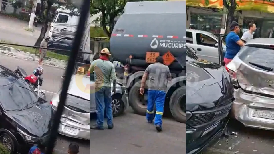 VÍDEOS: engavetamento com caminhão-tanque provoca congestionamento gigante na Av. Rodrigo Otávio