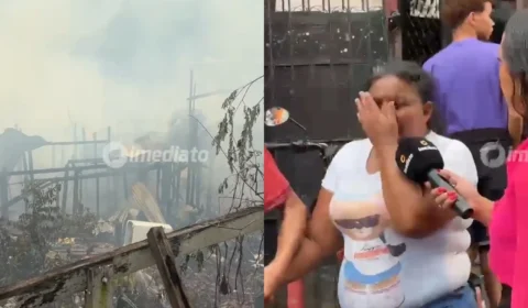 Vídeo: Incêndio de grandes proporções destrói casas e deixa famílias desabrigadas no bairro São Jorge