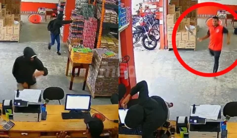 Vídeo forte: funcionário de mercado quase decepa braço de ladrão durante tentativa de assalto no Amapá