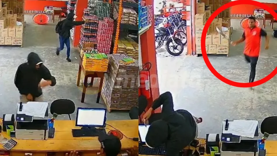 Vídeo forte: funcionário de mercado quase decepa braço de ladrão durante tentativa de assalto no Amapá