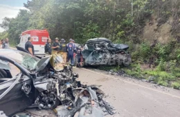 Veja o vídeo: imagens mostram a força do impacto de acidente que matou mulher e deixou família ferida na BR-174