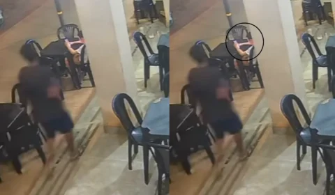 VEJA VÍDEO: Criança tem celular roubado enquanto assistia desenhos em frente à hamburgueria da família