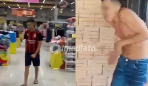 VEJA VÍDEO: Homem suspeito de importunação sexual em supermercado é submetido a ‘tribunal do crime’ e torturado em Manaus
