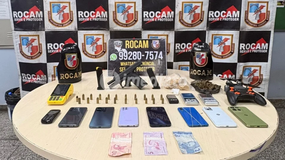 Dois homens são presos pela Rocam com arma de fogo, drogas e munições no bairro Alvorada, em Manaus