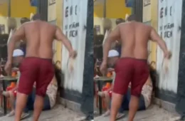 VÍDEO: Mulher é agredida com chicotadas por dono de bar em via pública enquanto populares filmam a agressão