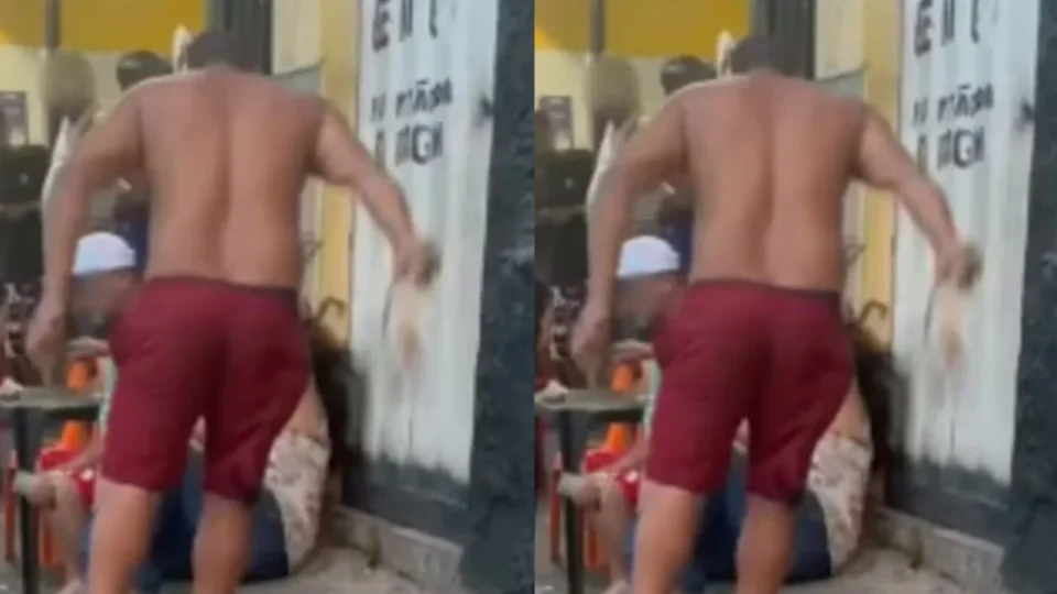 VÍDEO: Mulher é agredida com chicotadas por dono de bar em via pública enquanto populares filmam a agressão