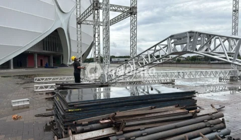 Arena da Amazônia inicia montagem de palco para o Norte Bumbás