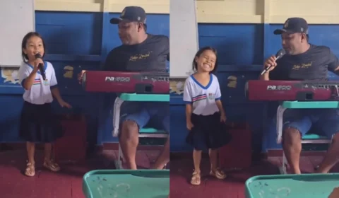 VÍDEO: Menina encanta o público ao cantar brega em homenagem ao Dia das Mães durante apresentação escolar no Pará