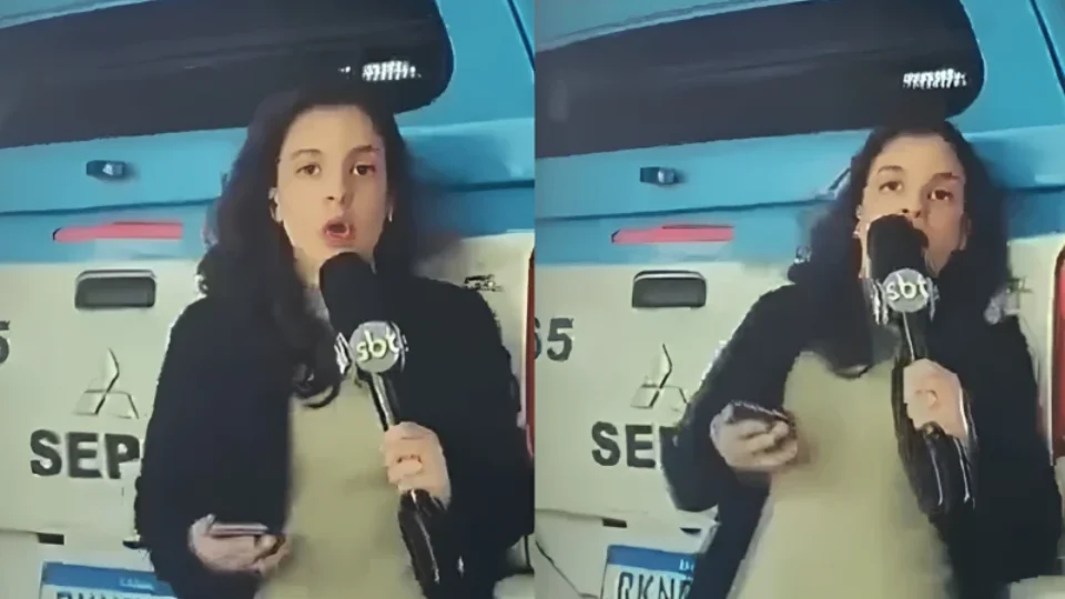VÍDEO: Repórter do SBT é atropelada ao vivo por viatura da PM durante transmissão