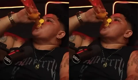 VEJA VÍDEO: Influenciadora digital Eliana Franco impressiona ao beber frasco inteiro de molho de pimenta ao vivo durante participação em podcast
