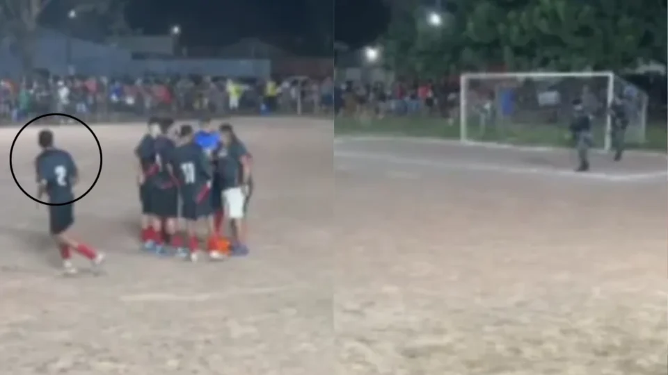 VEJA VÍDEO: Foragido por roubo é preso durante partida de futebol amador após tentar fugir da polícia