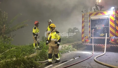 Veja vídeo: Incêndio atinge área de vegetação no Grande Vitória após queima de fogos