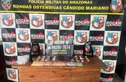 Casal é preso com 70 porções de drogas durante operação da ROCAM no interior do Amazonas
