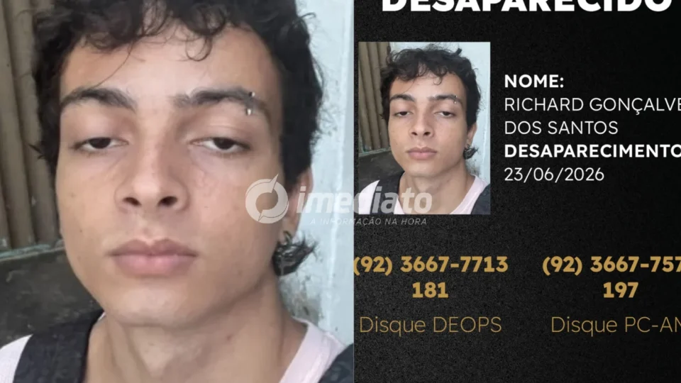 Polícia Civil divulga imagem de jovem de 20 anos desaparecido no bairro Colônia Terra Nova e pede apoio da população 