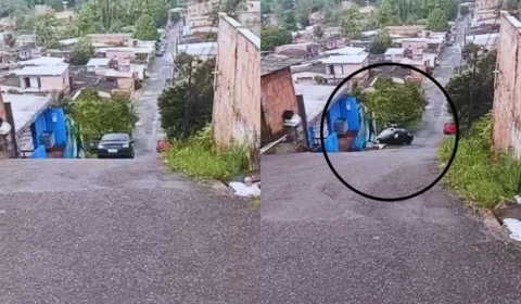 VEJA VÍDEO: Motorista tenta subir ladeira, mas veículo volta de ré e cai em buraco no Braga Mendes