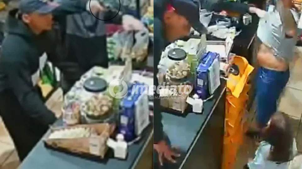 VEJA VÍDEO: Comerciante é rendido por bandidos e implora para não ser morto na frente da filha após ter arma apontada para o rosto durante assalto