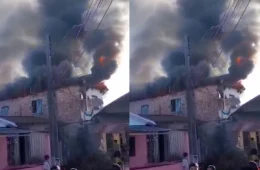 VEJA VÍDEO: Casa é consumida pelas chamas e fica totalmente destruída durante incêndio no interior do Amazonas