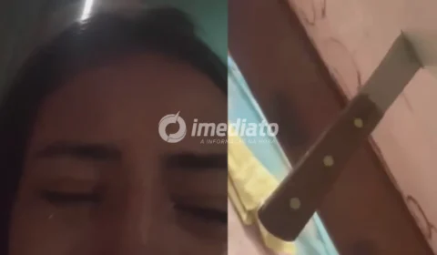 VEJA VÍDEO: Jovem agredida pelo ex-companheiro em Presidente Figueiredo mostra faca cravada na porta após suspeito descumpriu medida protetiva